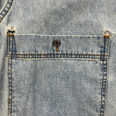 Vintage 90s Levi's Denim Shirt Mens Medium Blue Faded Light Wash Button Up