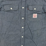 Levi's Long Sleeve Worker Shirt Mens Large Blue Washington Stripe Relaxed Denim