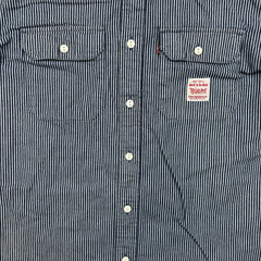 Levi's Long Sleeve Worker Shirt Mens Large Blue Washington Stripe Relaxed Denim
