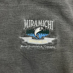 Vintage 90s Miramichi Fishing Sweatshirt Mens Medium Gray Stone Washed Pullover