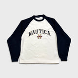 Vintage 90s Nautica Fleece Jacket Mens Small White Spell Out Pullover