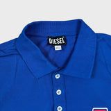 Diesel T Kal Patch Polo Shirt Mens Medium Blue Short Sleeve Box Logo Pique Slim