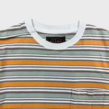 Beams Plus Pocket T Shirt Mens Small Orange Striped Short Sleeve Tee