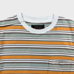 Beams Plus Pocket T Shirt Mens Small Orange Striped Short Sleeve Tee