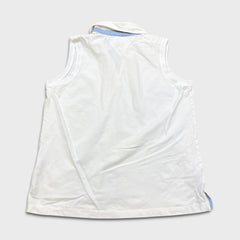 Tommy Hilfiger Sleeveless Polo Shirt Womens Medium White Stretch Tank Top