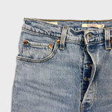 Levi's Ribcage Straight Jeans Womens 28x27 Blue High Rise Light Wash Distressed Denim Pants