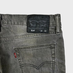 Levi's 514 Jeans Mens 33x32 Gray Slim Straight Fit Stone Wash Faded Denim Pants