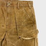Carhartt Pants Mens 34x32 Beige Carpenter Thrashed Workwear Hammer Loop Canvas