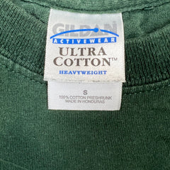 Vintage Y2K Gildan Ultra Cotton Blank T Shirt Mens Small Green Faded Short Sleeve Pocket Tee