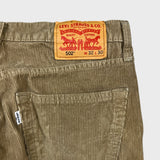 Levi's 502 Pants Mens 32x26 Beige Corduroy Tapered Stretch Regular Fit Mid Rise