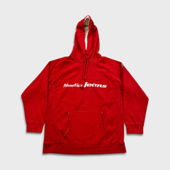 Vintage Y2K Nautica Hoodie Mens Medium Red Spell Out Pullover Hooded Sweater