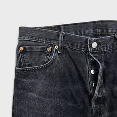 Levi's 501 Jeans Mens 36x32 Black Original Straight Leg Dark Wash Button Fly Denim Pants