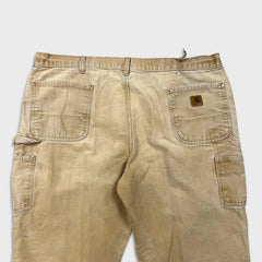Carhartt B11 Pants Mens 44x30 Beige Loose Straight Duck Dungaree Fit Distressed