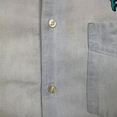 Vintage 1994 Flintstones Denim Shirt Mens XL Blue Light Wash Cartoon Button Up