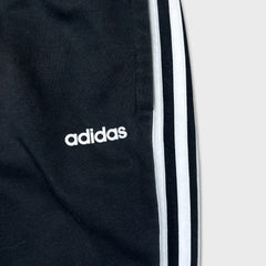 Adidas Sweatpants Mens Medium Black 3 Stripes Spell Out Taper Leg Fleece Jogger