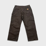 Carhartt Pants Mens 36x30 Brown Loose Fit Double Knee Workwear Carpenter Canvas