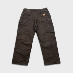 Carhartt Pants Mens 36x30 Brown Loose Fit Double Knee Workwear Carpenter Canvas