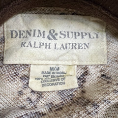 Denim & Supply Ralph Lauren Polo Shirt Mens Medium Brown Snake Print AOP Short Sleeve