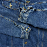 Vintage 90s Lee Storm Rider Denim Jacket Mens Large Blue Blanket Lined USA Trucker Western