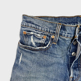 Levi's 501 Jeans Mens 30x26 Blue Original Fit Straight Distress Frayed Leg Denim Pants