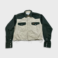 Vintage Carhartt Jean Jacket Womens Small Beige Workwear Thrashed Cropped Button Up