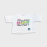 Vintage 80s NASA Kennedy Space Center T Shirt Womens Medium White Boxy Crop Pocket USA Tee
