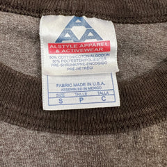 Vintage Y2K Alstyle Blank Ringer T Shirt Mens Small Brown Short Sleeve Tee