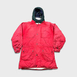 Vintage 90s Nautica Jacket Mens Large Red Full Zip Faded Outdoor Long Parka Coat