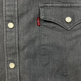 Levi's Barstow Western Denim Shirt Mens Large Gray Stone Wash Stretch Pearl Snap