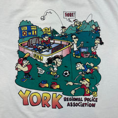 Vintage 90s York Regional Police T Shirt Mens Large White Humeur Design YRPA Tee