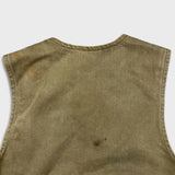 Vintage 90s Carhartt Vest Jacket Mens Small Beige Distressed Workwear USA Canvas