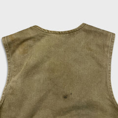 Vintage 90s Carhartt Vest Jacket Mens Small Beige Distressed Workwear USA Canvas