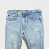 Levi's 501 S Jeans Womens 31x28 Blue Skinny Fit Slim Taper Distressed Light Wash Pants