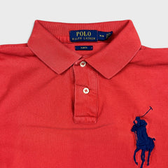 Polo Ralph Lauren Shirt Mens Small Orange Slim Fit Big Pony Casual Preppy Short Sleeve