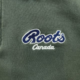 Vintage 90s Roots Athletics Sweatshirt Mens Large Green 1/4 Zip Faded Pullover