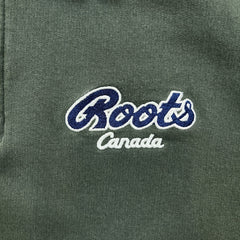 Vintage 90s Roots Athletics Sweatshirt Mens Large Green 1/4 Zip Faded Pullover