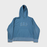 Vintage Y2K Gap Fleece Mens XS Blue Spell Out Outdoor Hooded Pullover Jacket