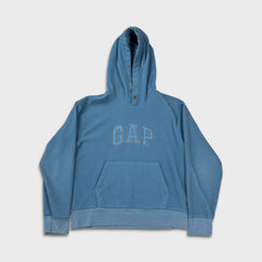 Vintage Y2K Gap Fleece Mens XS Blue Spell Out Outdoor Hooded Pullover Jacket