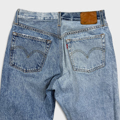 Levi's 501 Jeans Mens 28x30 Blue Original Fit Straight Distress Frayed Leg Denim Pants
