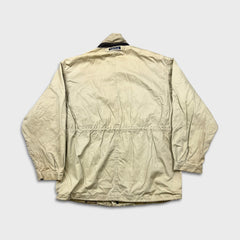 Vintage 90s Nautica Jacket Mens Large Beige Full Zip Outdoor Bomber Coat