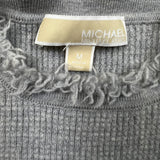 Michael Kors Sweatshirt Womens Small Gray Fringe Trim Knit Sweater Pullover