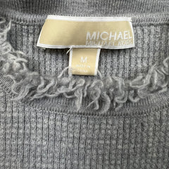 Michael Kors Sweatshirt Womens Small Gray Fringe Trim Knit Sweater Pullover