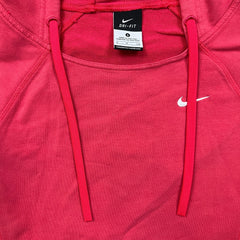 Nike Sportswear Hoodie Womens Small Red Swoosh Short Sleeve Pullover Hooded Sweater