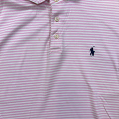 Polo Ralph Lauren Shirt Mens Large Pink Pima Soft Touch Pony Stripe Short Sleeve