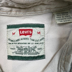 Vintage 90s Levi's Denim Shirt Mens Medium White Casual Western Button Up