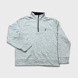 Nautica Sweatshirt Mens Large Gray 1/4 Zip Classic Logo Pullover