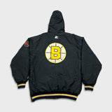 Vintage 90s Starter Boston Bruins Jacket Mens Medium Black NHL Hockey Full Zip