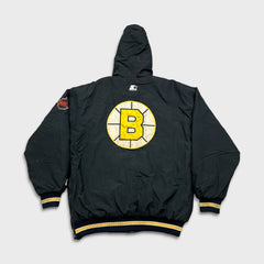 Vintage 90s Starter Boston Bruins Jacket Mens Medium Black NHL Hockey Full Zip