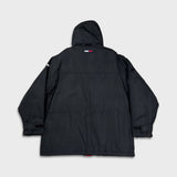 Vintage 90s Tommy Hilfiger Jacket Mens Small Black Tommy Flag Full Zip Oversized Coat