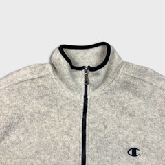 Vintage Y2K Champion Fleece Mens Medium Beige C Logo 1/4 Zip Outdoor Jacket Pullover